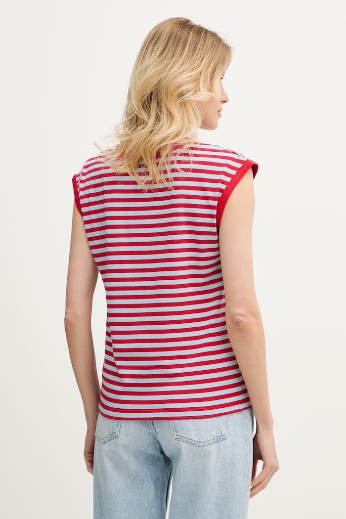 Oblečenie United Colors of Benetton top dámsky bavlnený s elastanom 3NAFD10D3 červená