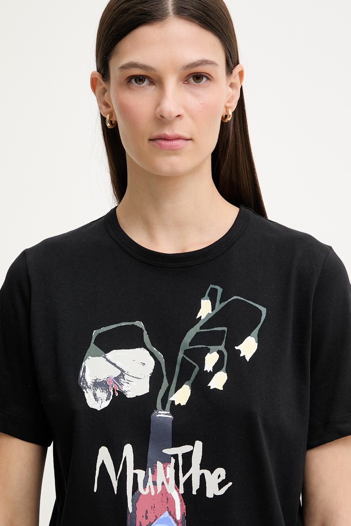 MUNTHE t-shirt női pamut BILCIS fekete 261113126160