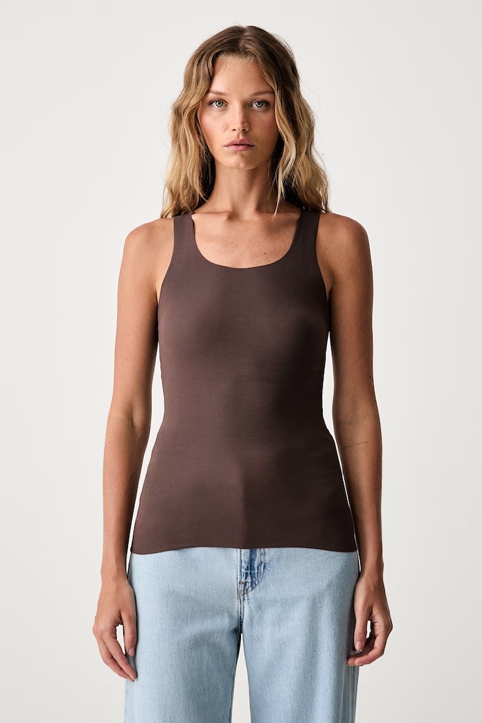MM6 Maison Margiela top dámsky bavlnený s elastanom hnedá MKD200040