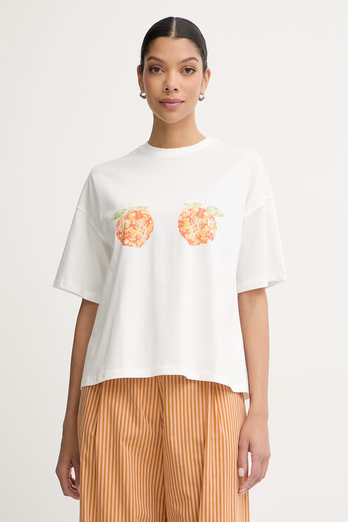 Never Fully Dressed t-shirt da donna in cotone bianco NFDTO2216