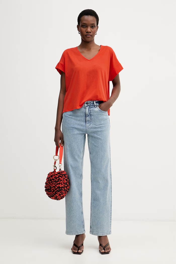 United Colors of Benetton tričko dámske s bavlnou 31CD5M006 červená SS26