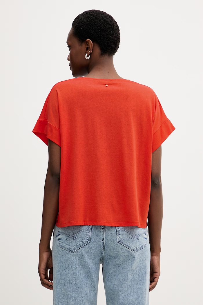 Oblečenie United Colors of Benetton tričko dámske s bavlnou 31CD5M006 červená
