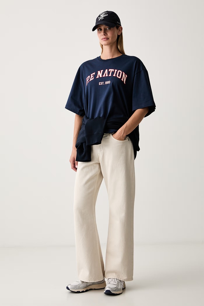 P.E Nation T-shirt damski bawełniany 262T138 granatowy SS26