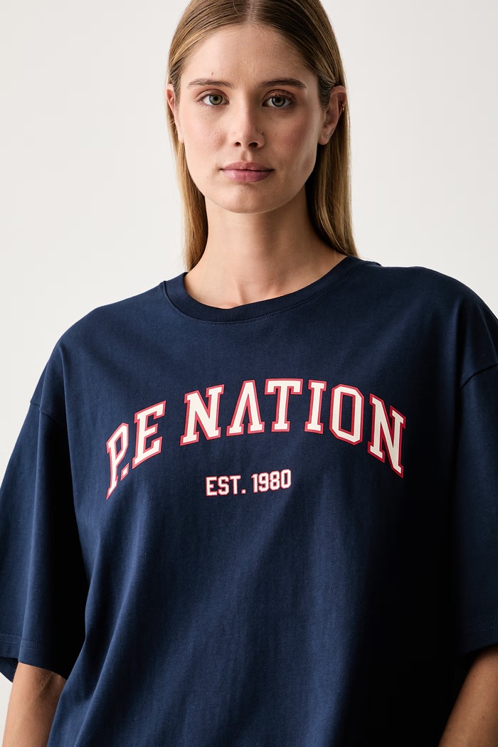P.E Nation T-shirt damski bawełniany granatowy 262T138