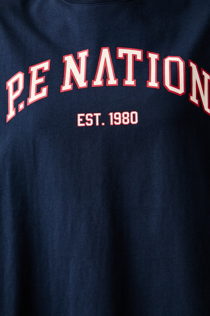 P.E Nation T-shirt damski bawełniany 262T138 granatowy