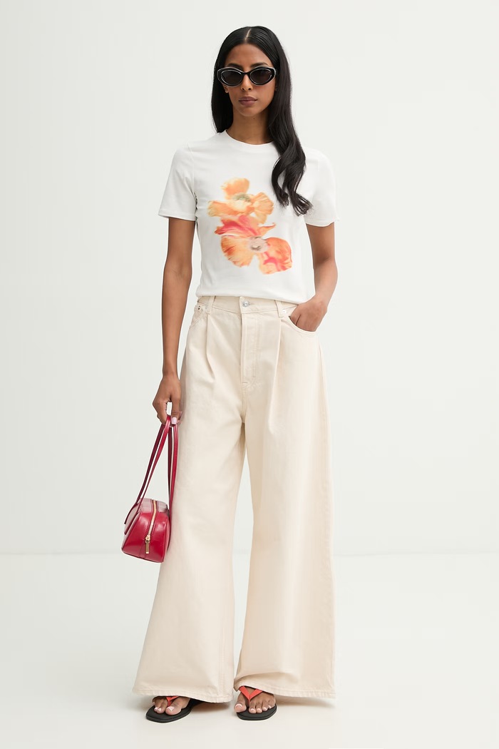 Never Fully Dressed t-shirt da donna in cotone con elastan NFDTO2223 bianco SS26