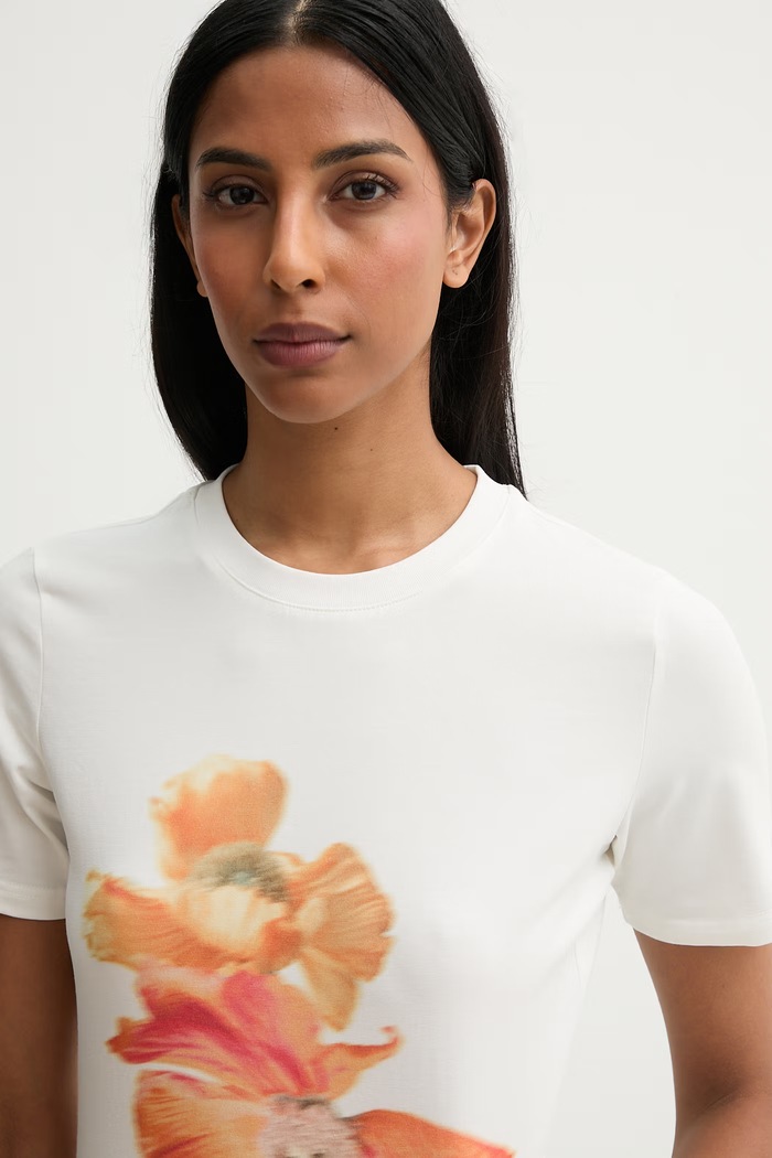 Never Fully Dressed t-shirt da donna in cotone con elastan bianco NFDTO2223