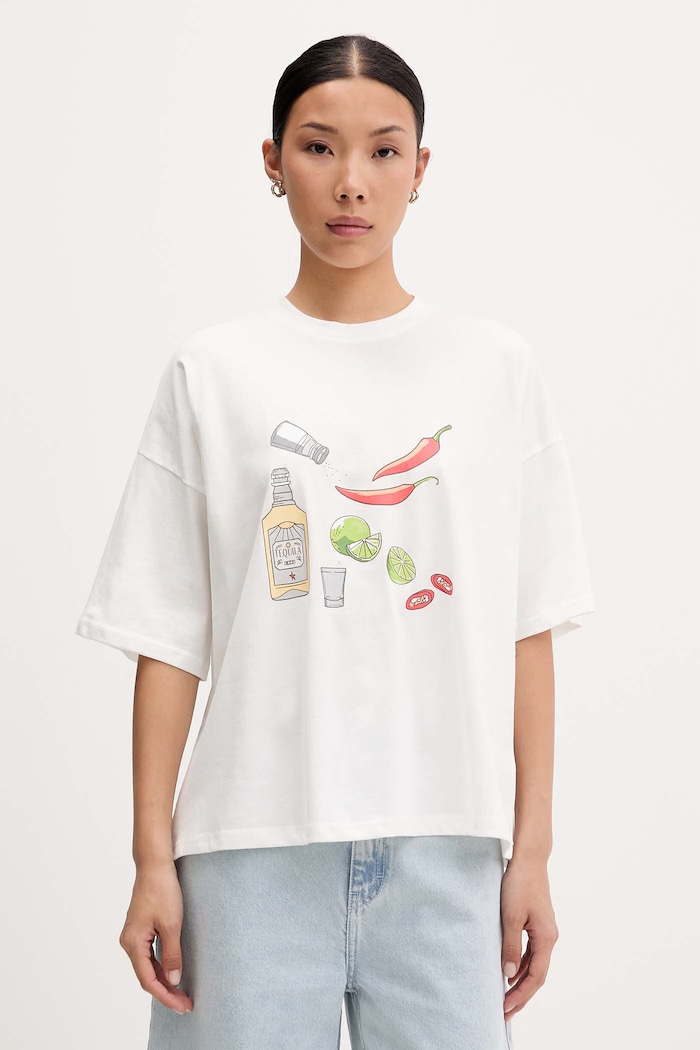 Never Fully Dressed T-shirt damski bawełniany biały NFDTO2218