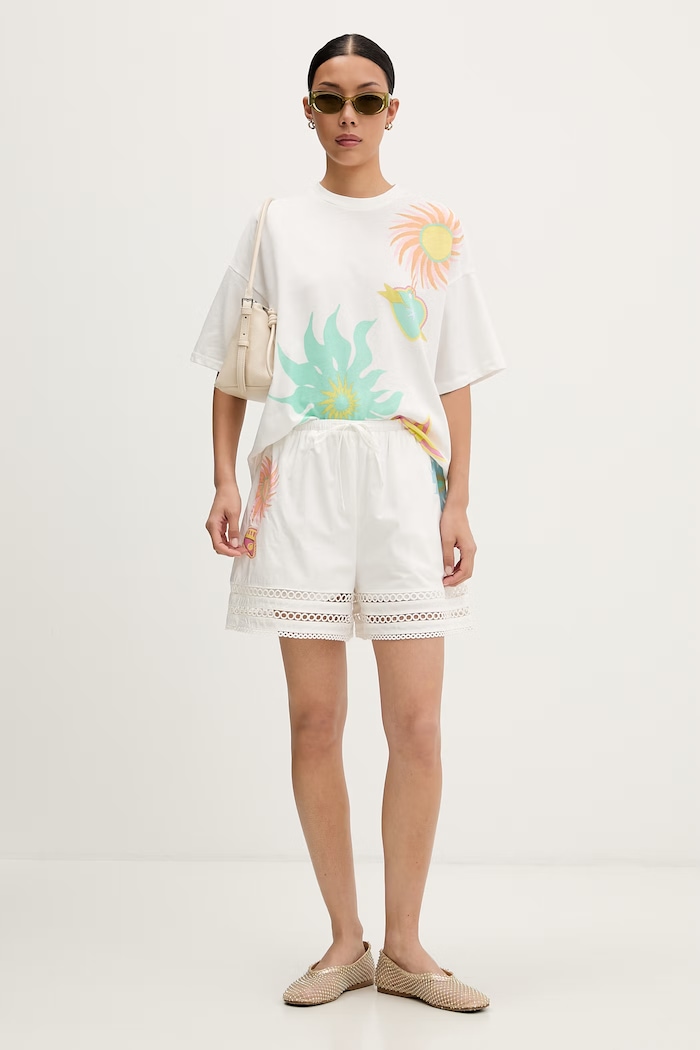 Never Fully Dressed tricou pentru femei, din bumbac NFDTO2219 alb SS26
