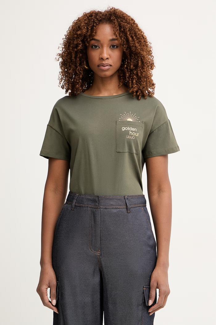 Liu Jo t-shirt γυναικείο βαμβακερό πράσινο VA6161.JS923