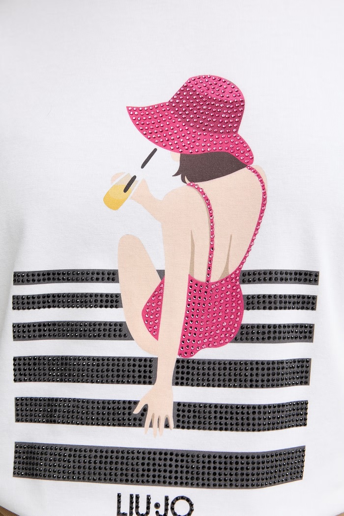 Liu Jo t-shirt női pamut elasztánnal VA6170.JS003 fehér