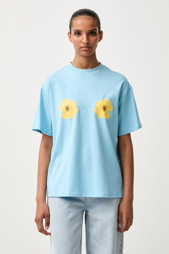 Never Fully Dressed T-shirt damski bawełniany niebieski NFDTO2245