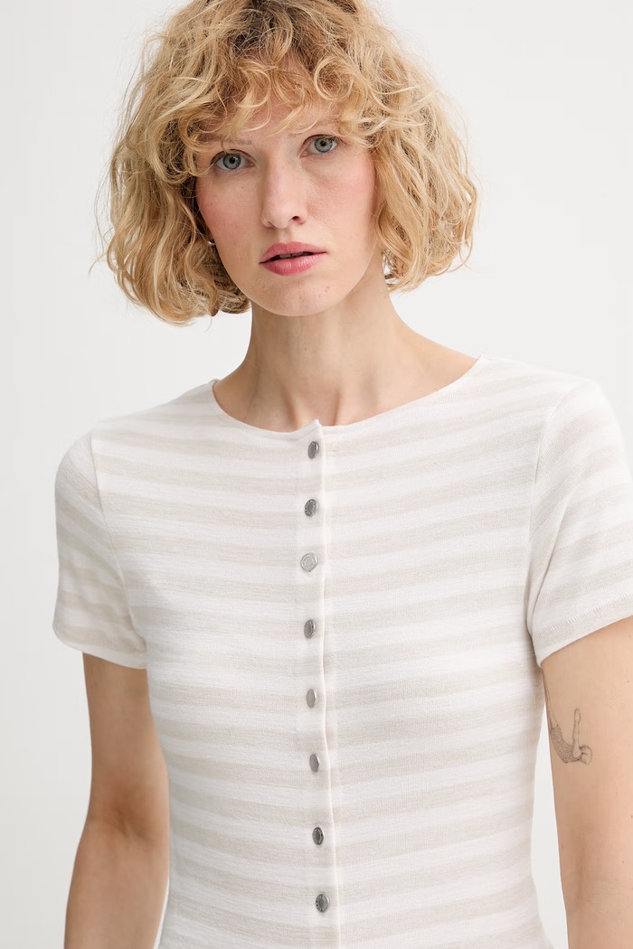 rag & bone T-shirt damski beżowy RE8826ST3KW