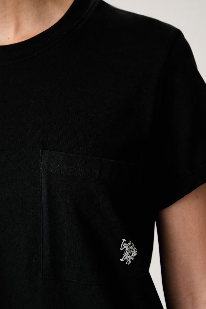 U.S. Polo Assn. T-shirt damski bawełniany Crew Neck Pocket WUP1576 czarny