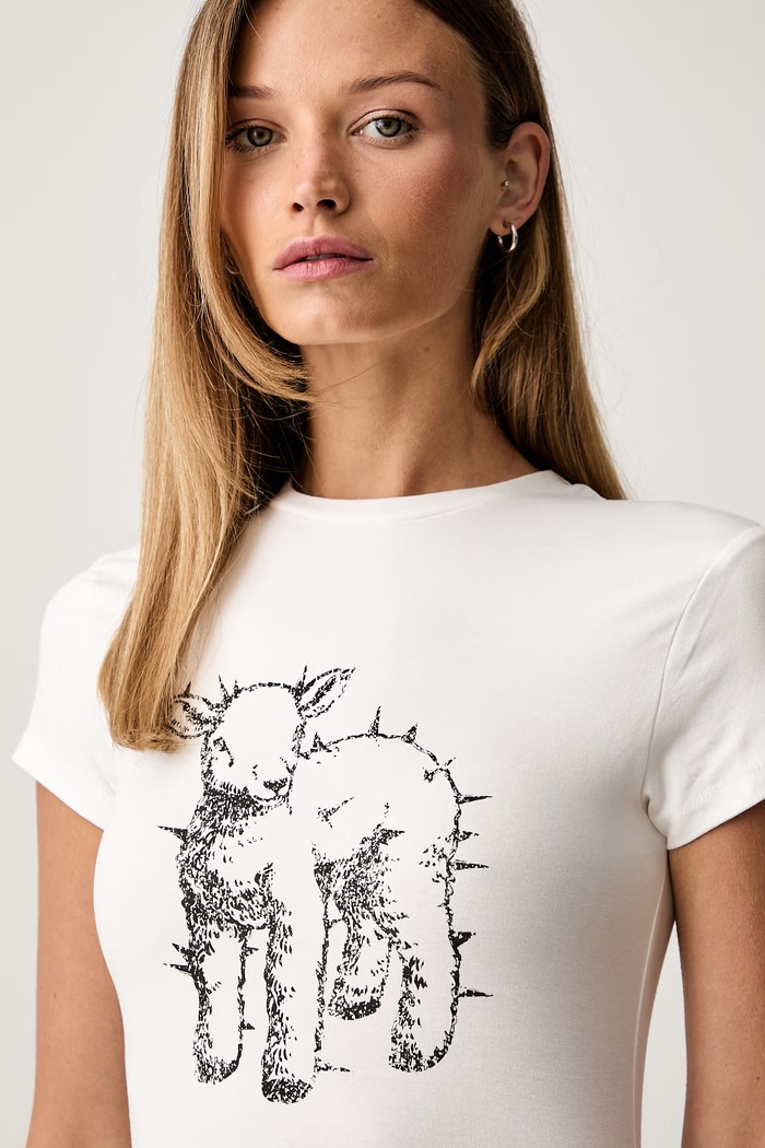 The Ragged Priest T-shirt damski bawełniany z elastanem RPSS261085JS biały