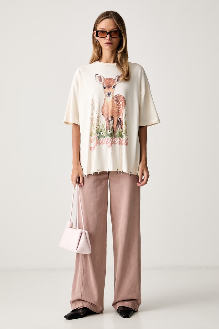 The Ragged Priest T-shirt bawełniany RPSS261037JS beżowy SS26