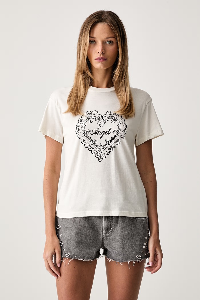 The Ragged Priest T-shirt damski bawełniany beżowy RPSS261049JS