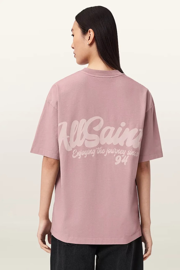 AllSaints T-shirt oversize damski bawełniany ODYSSEY ETTA TEE W157JE różowy SS26