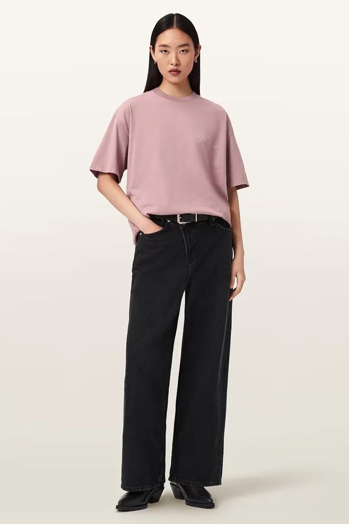 Odzież AllSaints T-shirt oversize damski bawełniany ODYSSEY ETTA TEE W157JE różowy