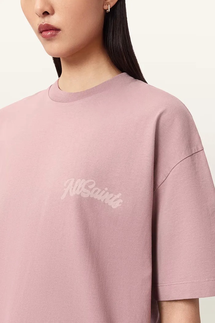 AllSaints T-shirt oversize damski bawełniany ODYSSEY ETTA TEE różowy W157JE