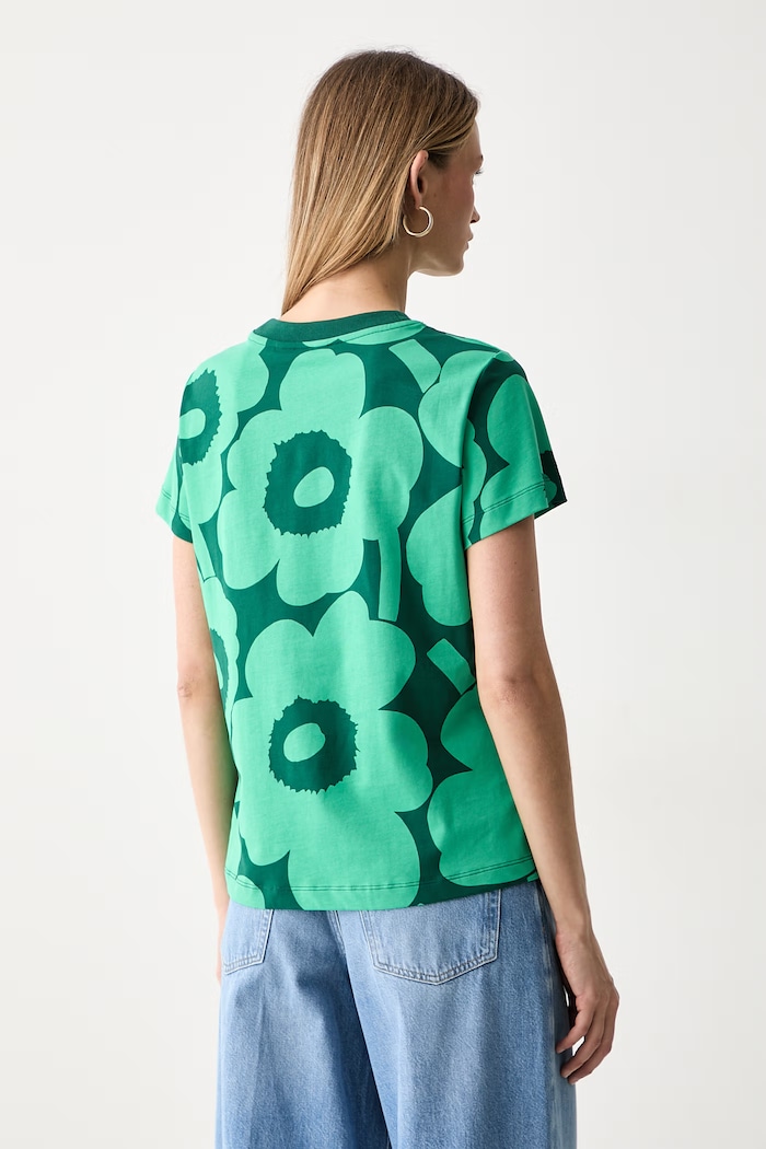 Odzież Marimekko T-shirt damski bawełniany 095516 zielony
