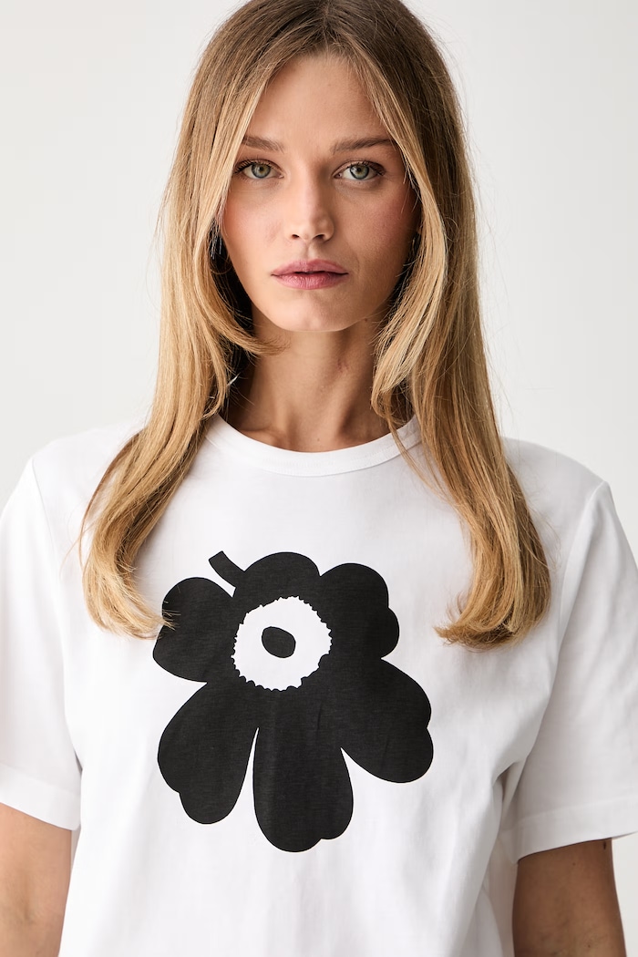 Marimekko T-shirt damski bawełniany biały 094087