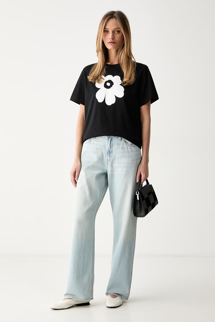 Marimekko T-shirt damski bawełniany 094087 czarny SS26