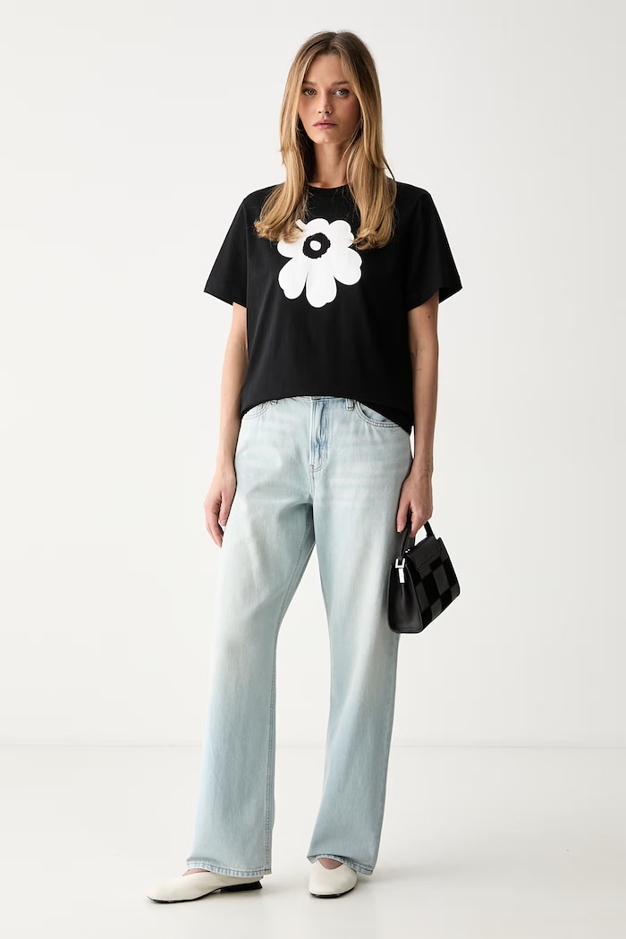 Marimekko T-shirt damski bawełniany 094087 czarny SS26