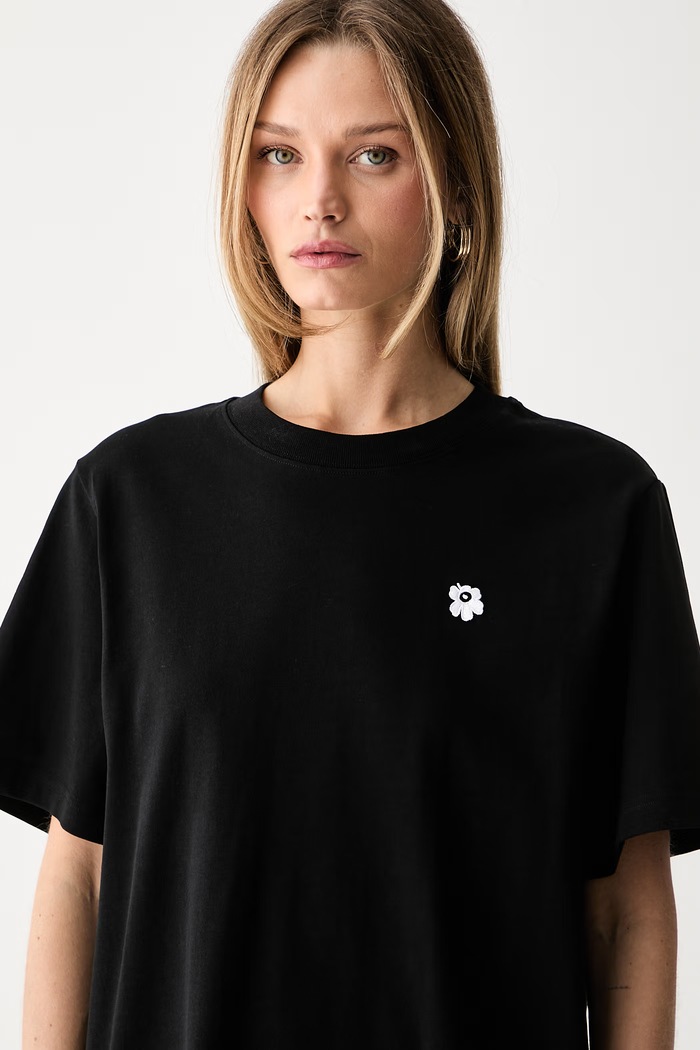 Marimekko T-shirt damski bawełniany czarny 094088