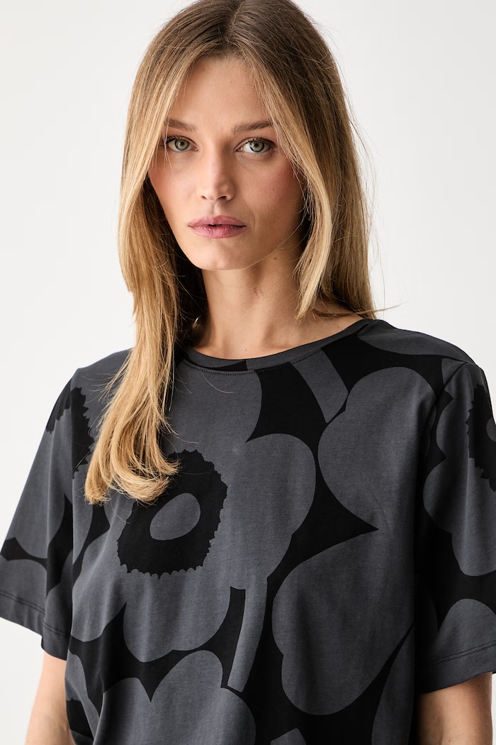 Marimekko T-shirt damski bawełniany czarny 094695