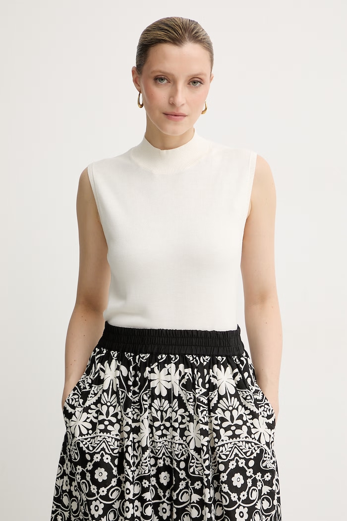 U.S. Polo Assn. pulover bez rukava za žene od viskoze Mock Neck Sleeveless bež WUP1370
