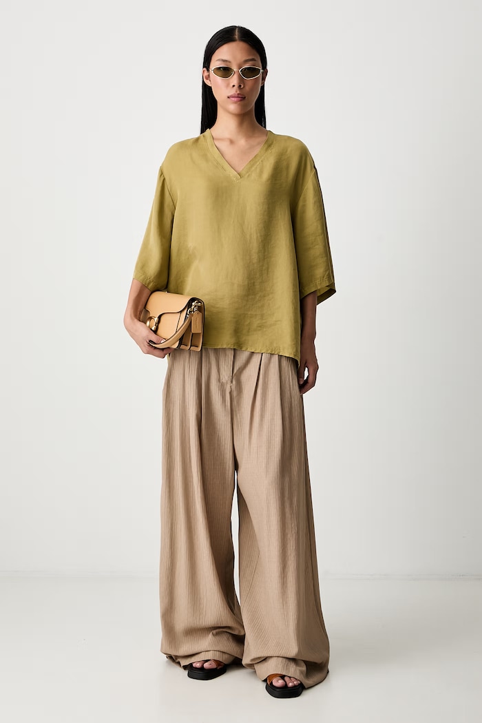 ViCOLO T-shirt oversize da donna in lyocell TAB0571 verde SS26