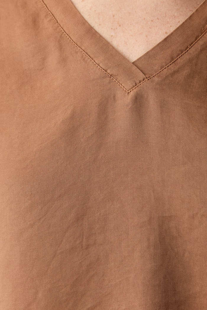 ViCOLO T-shirt oversize damski z lyocellu TAB0571 brązowy