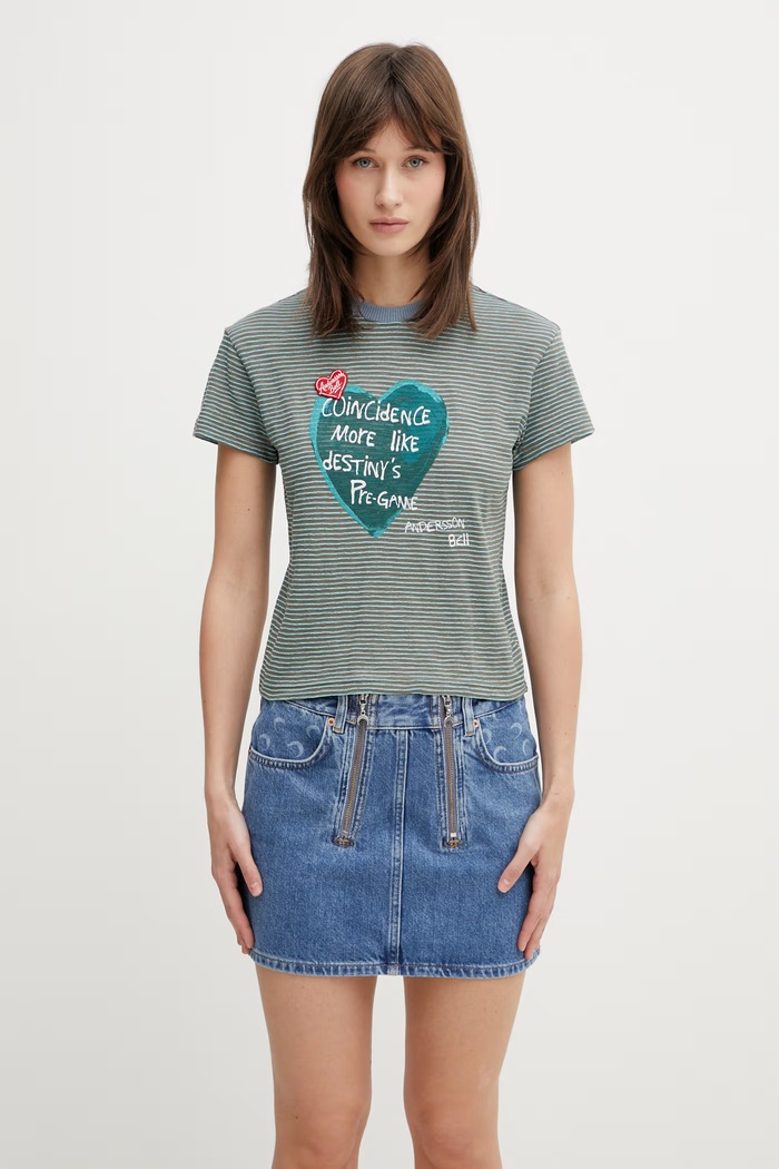 Andersson Bell Heart Message t-shirt with cotton Women's brown atb1465w