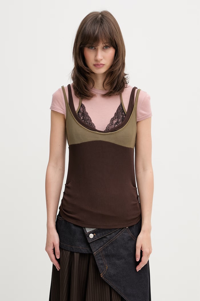 Andersson Bell Upside-down Layered t-shirt με lyocell γυναικείο πράσινο atb1557w