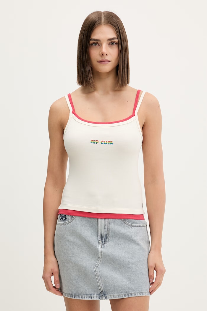 Rip Curl top dámský s bavlnou SURF REVIVAL béžová 0M9WTE