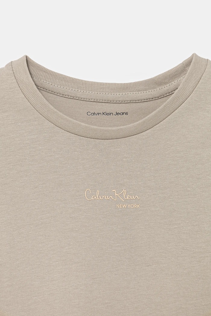 Dziewczynka Calvin Klein Jeans t-shirt bawełniany dziecięcy IG0IG03061.104.116.PPY2 beżowy