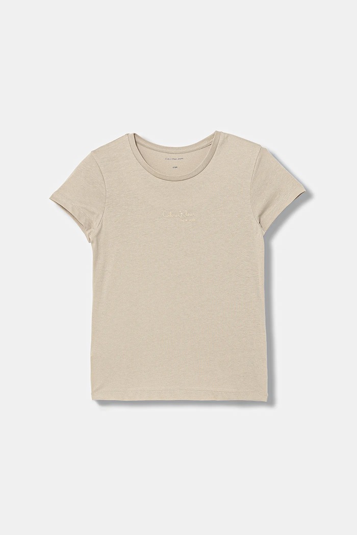 Calvin Klein Jeans t-shirt bawełniany dziecięcy bawełna beżowy IG0IG03061.128.176.PPY2