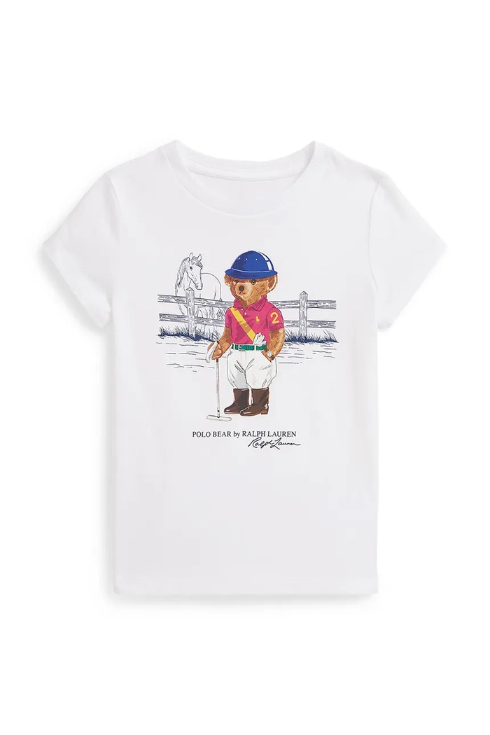 Παιδικό βαμβακερό μπλουζάκι Polo Ralph Lauren στάμπα λευκό 312A96120001