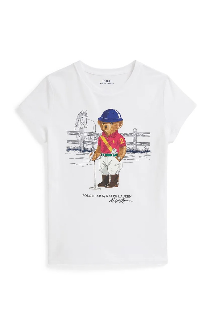 Polo Ralph Lauren t-shirt bawełniany dziecięcy nadruk biały 313A96120001