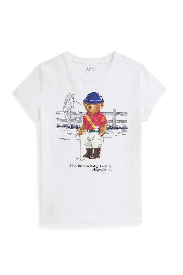 Polo Ralph Lauren t-shirt bawełniany dziecięcy nadruk biały 313A96120001