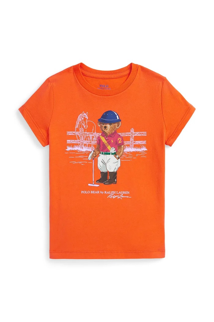 Polo Ralph Lauren t-shirt bawełniany dziecięcy nadruk pomarańczowy 312A96120002