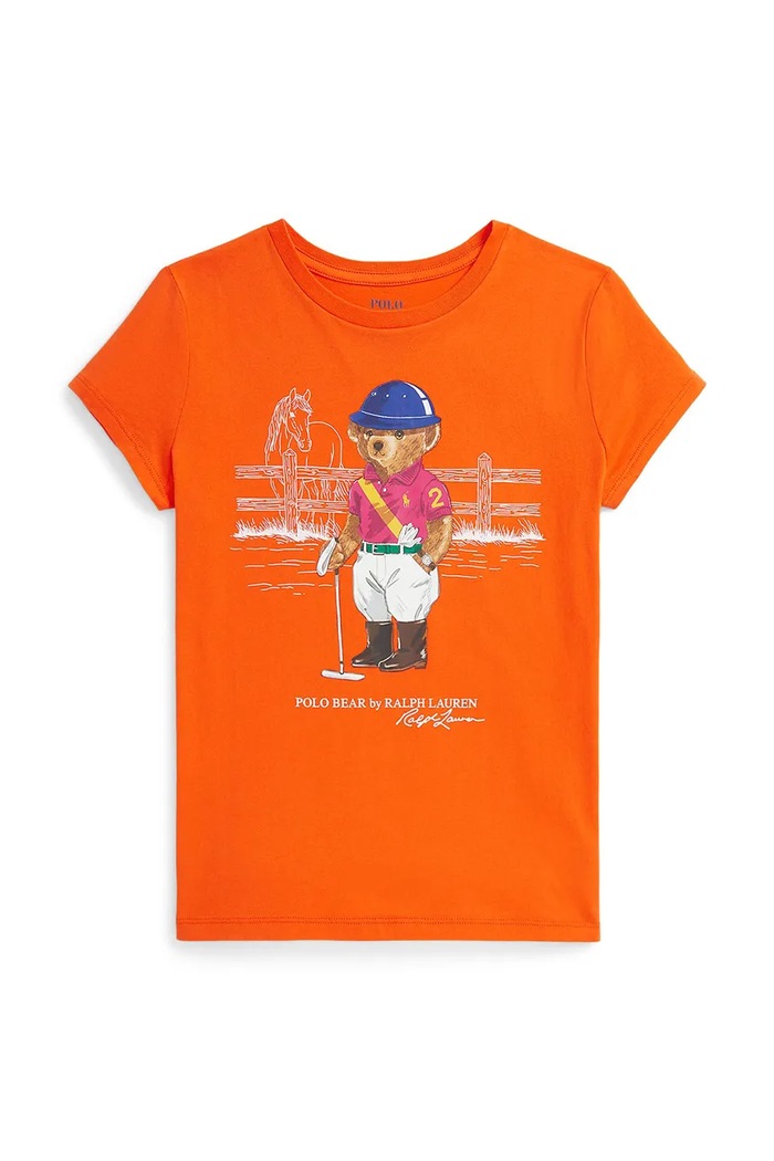 Polo Ralph Lauren t-shirt bawełniany dziecięcy nadruk pomarańczowy 313A96120002