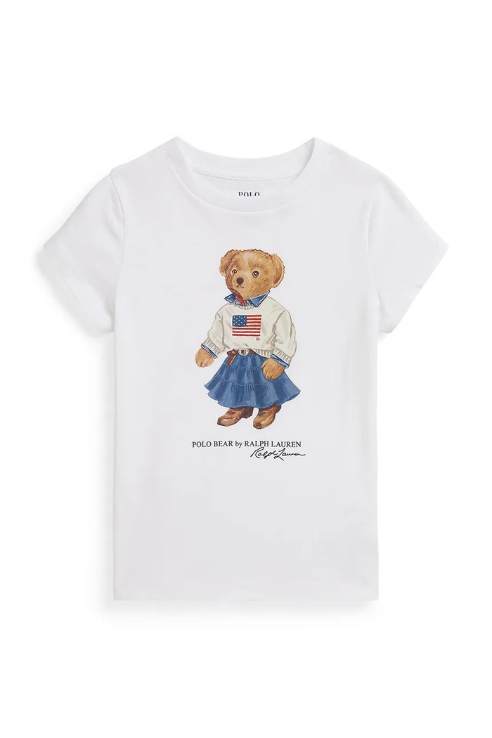 Παιδικό βαμβακερό μπλουζάκι Polo Ralph Lauren στάμπα λευκό 312A98403001