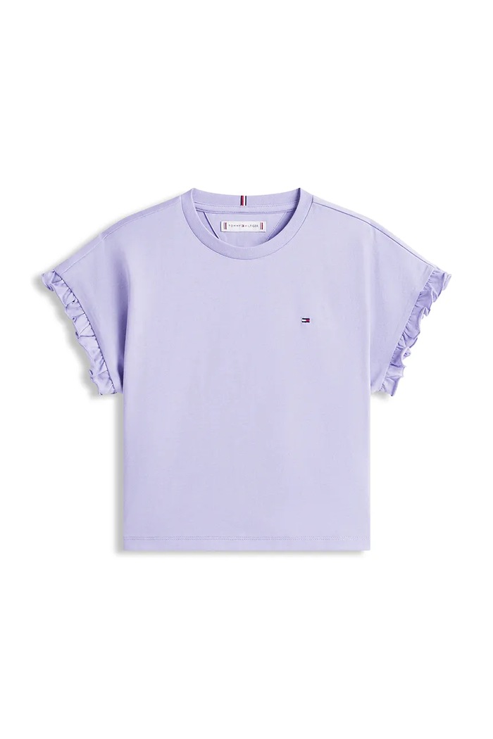 Tommy Hilfiger T-shirt dziecięcy z bawełną KG0KG08970.128.176.PPY2 fioletowy SS26