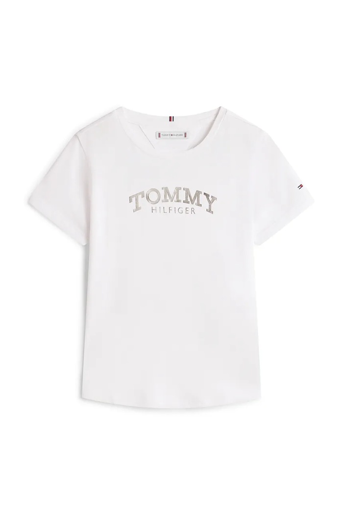 Παιδικό μπλουζάκι Tommy Hilfiger KG0KG08974.98.122.PPY2 λευκό SS26
