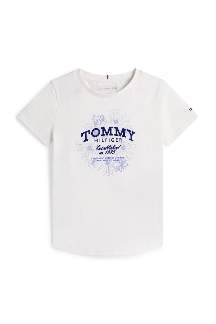 Detské bavlnené tričko Tommy Hilfiger KG0KG09257.128.176.PPY2 biela SS26