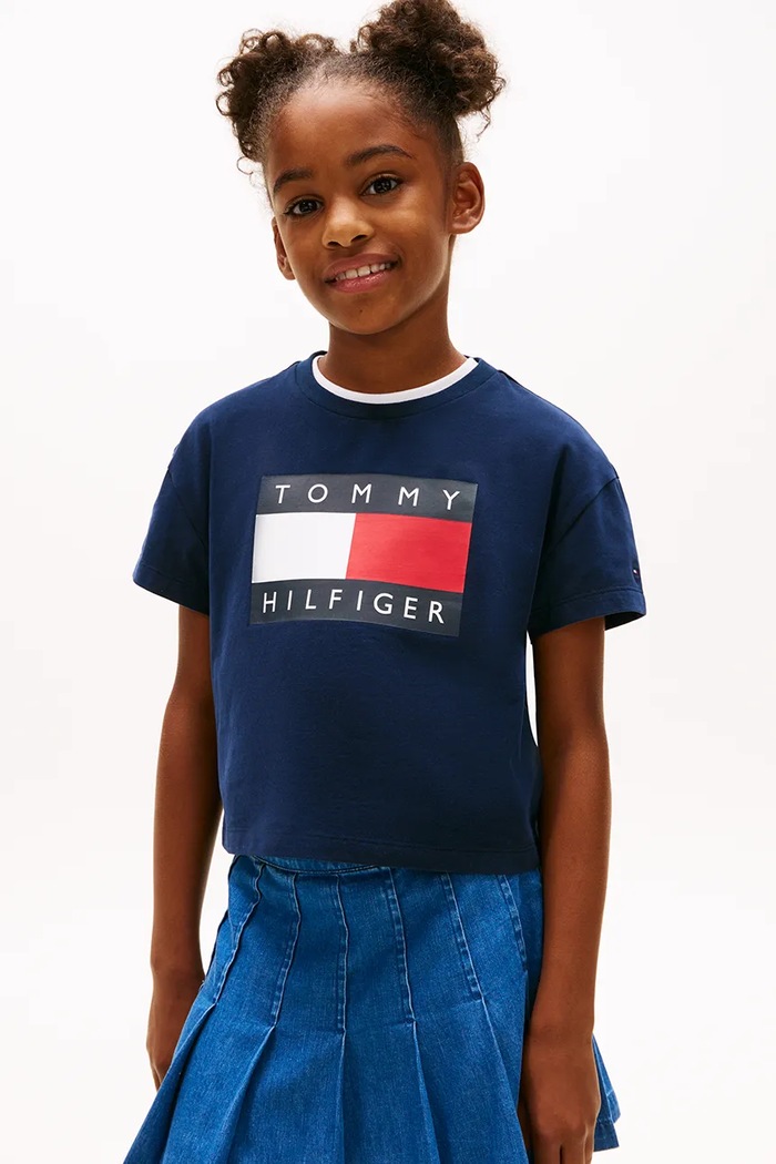 Tommy Hilfiger t-shirt bawełniany dziecięcy z elastanem granatowy KG0KG09289.116.122.PPY2