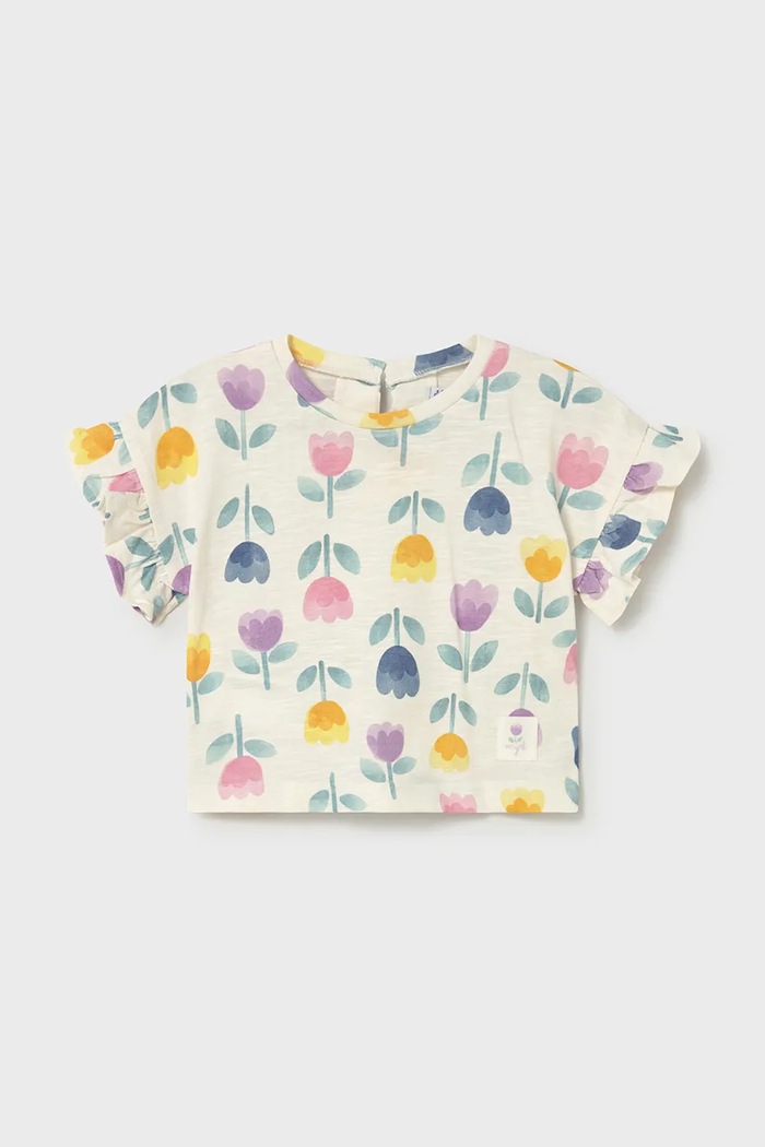 Mayoral tricou de bumbac pentru copii cu modele alb 1082.4F.Baby.PPY2