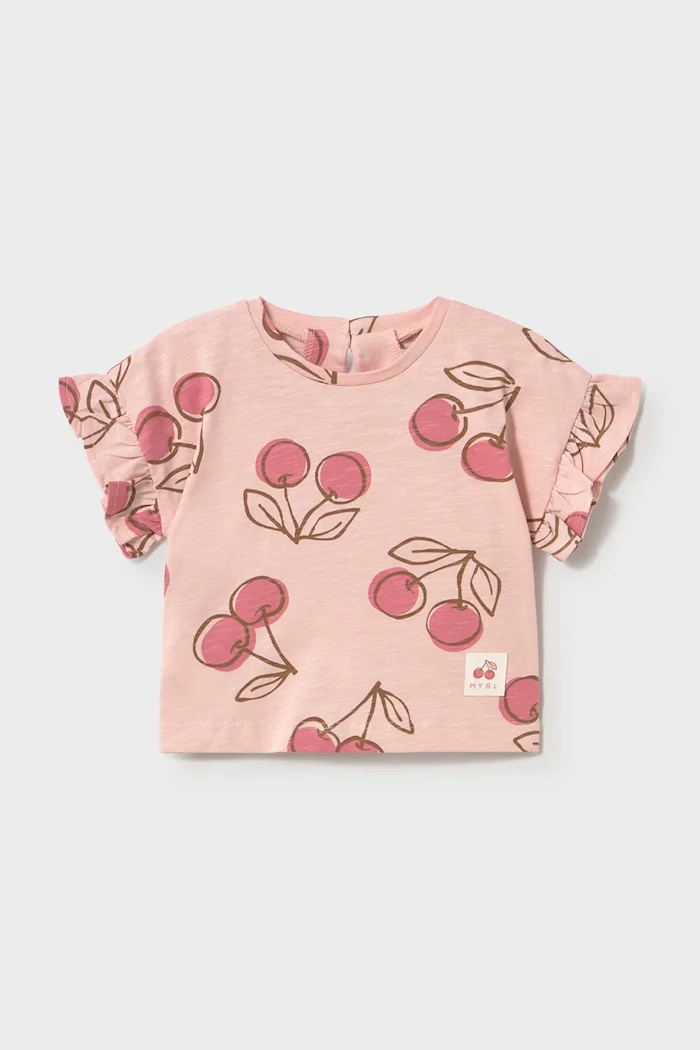 Mayoral tricou de bumbac pentru copii cu modele roz 1082.4F.Baby.PPY2
